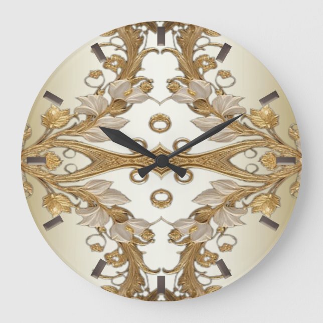 Weiße Blume Decorative Gold Wall Uhr (Vorderseite)