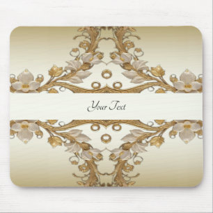 Weiße Blume Decorative Goldene Mousepad