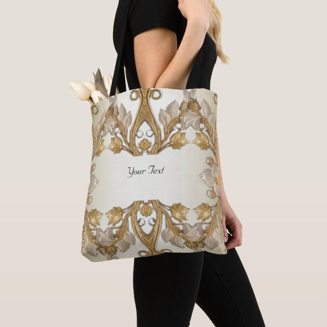 Weiße Blume Decorative Goldtasche (Von Nahem)