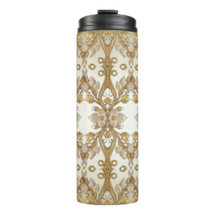 Weiße Blume dekorativ Goldener Wärmeschwulder Thermosbecher