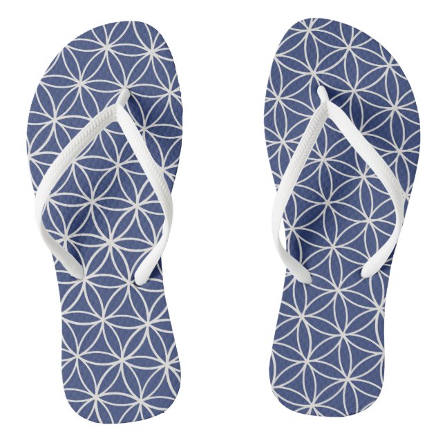 weiße Blume des Lebens Flip Flops (Fußbett)