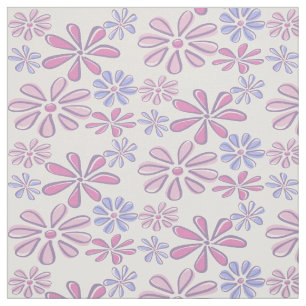 Weiße Blume Doodle Soft Lila Blue Pink Stoff
