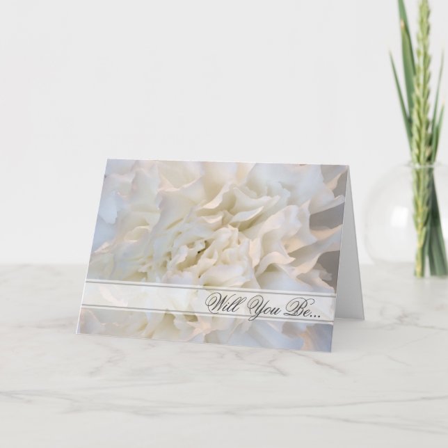 Weiße Blume, du bist meine Bridesmaid Einladung (Vorderseite)