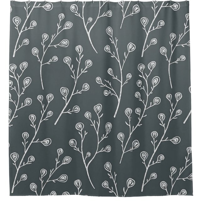 Weiße Blume Duschvorhang (Vorderseite)