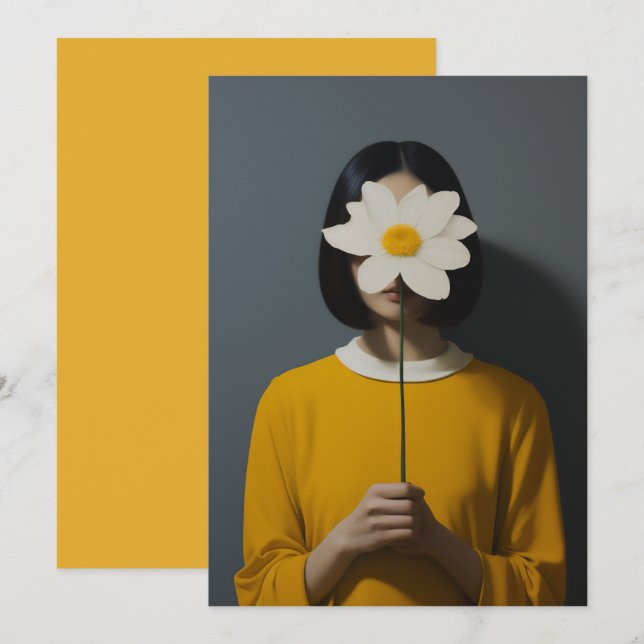 Weiße Blume Einladung (Vorne/Hinten)