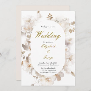 Weiße Blume Elegante Hochzeit Einladung