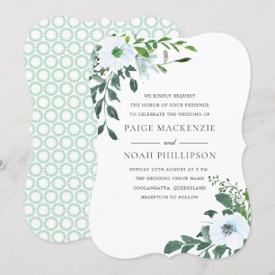 Weiße Blume Elegante Sommergrün Einladung