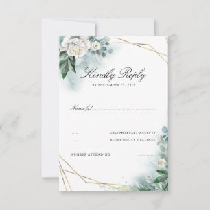 Weiße Blume Eleganter Goldrahmen Hochzeitstil RSVP