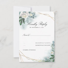 Weiße Blume Eleganter Goldrahmen Hochzeitstil RSVP Karte