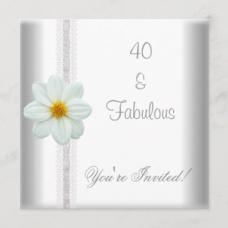 Weiße Blume Fabulous 40. Geburtstag Party Spitze Einladung