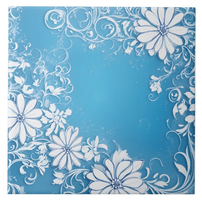 Weiße Blume Fliese (Vorderseite)