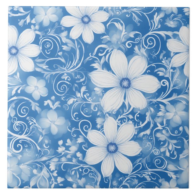 Weiße Blume Fliese (Vorderseite)