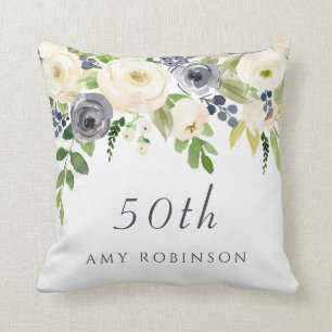 Weiße Blume Frauen 50. Geburtstagsgeschenk Kissen