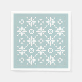 Weiße Blume gepolstertes Muster an der Seitengrenz Serviette