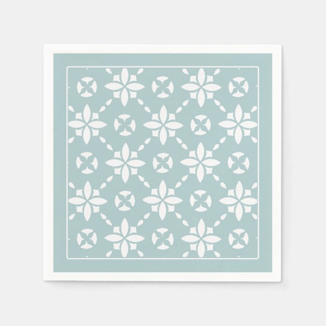 Weiße Blume gepolstertes Muster an der Seitengrenz Serviette (Vorderseite)