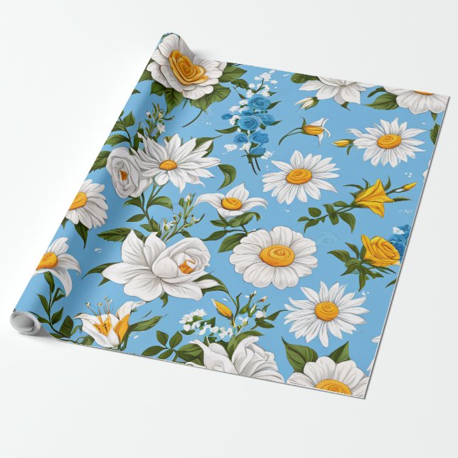 Weiße Blume Geschenkpapier (Ungerollt)