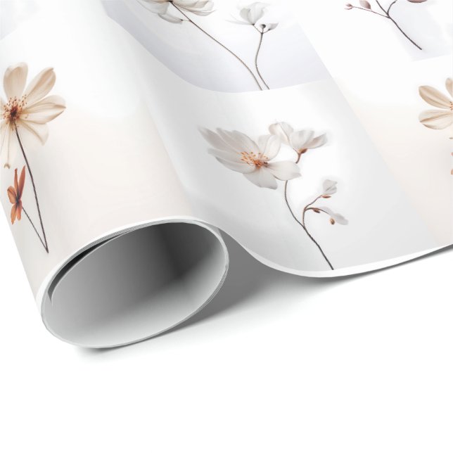 Weiße Blume Geschenkpapier (Rolleneckpunkt)