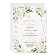 Weiße Blume Gold Girl Christening