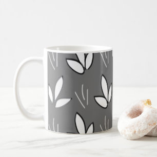 Weiße Blume Grau Elegante Kaffeetasse