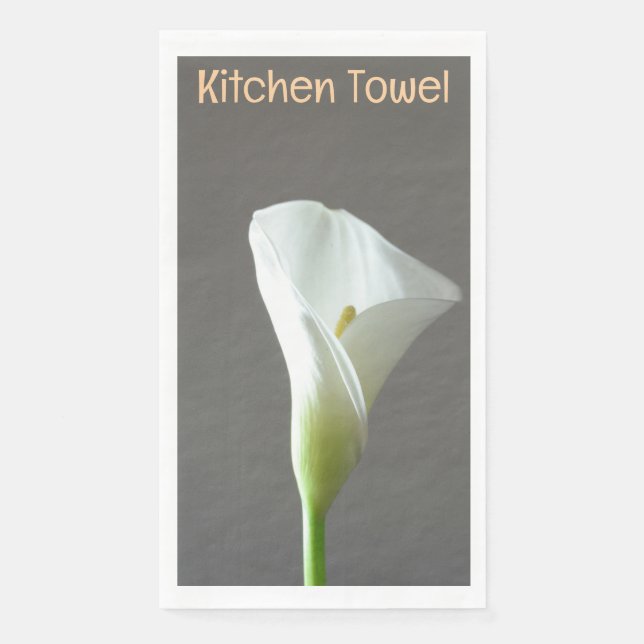 Weiße Blume Grau Handtuch Serviette (Vorderseite)