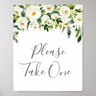 Weiße Blume Grün Bitte nehmen Sie ein Schildkröten Poster