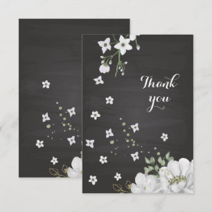 Weiße Blume grün schwarz Danke Karte