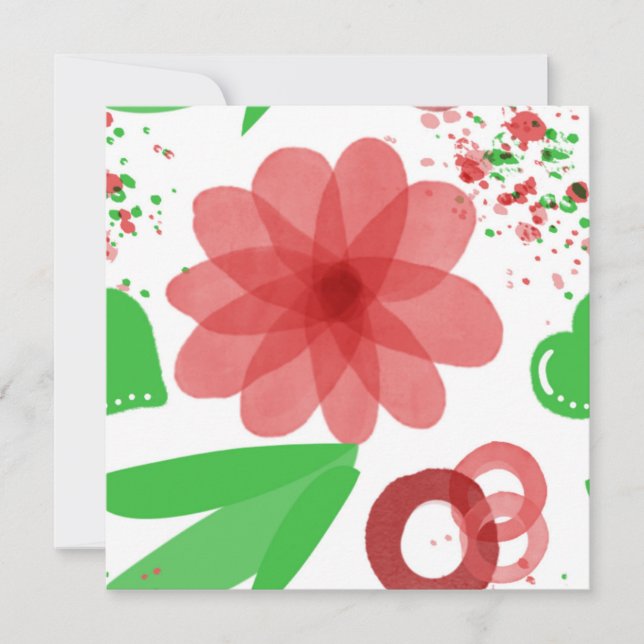 Weiße Blume Grüne Blätter auf Weiße Kunst Karte (Vorderseite)