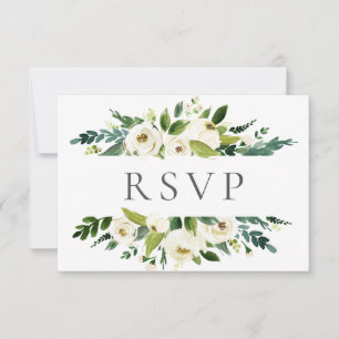 Weiße Blume Grüne Hochzeitskarten RSVP Karte