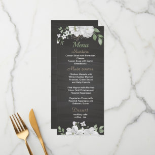 Weiße Blume, grüne schwarze Hochzeitskarte Menükarte