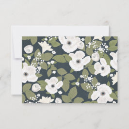 Weiße Blume handschriftliche Vintage Hochzeit UAWG RSVP Karte