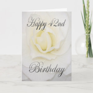 Weiße Blume Happy 42. Geburtstag Karte