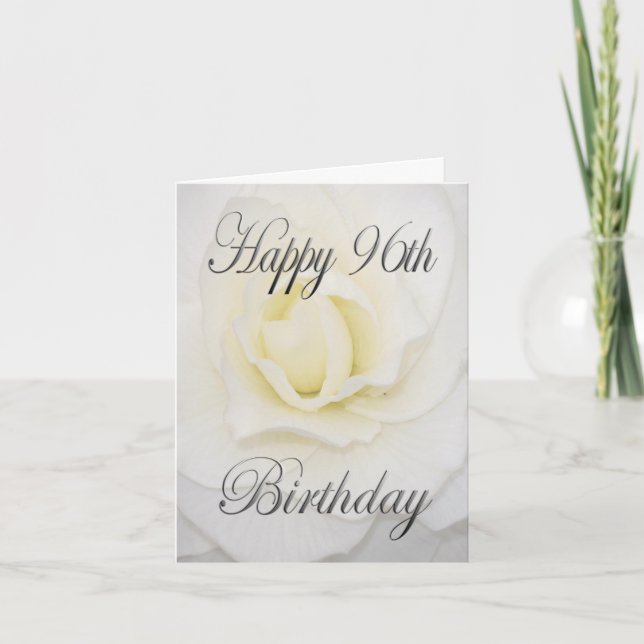 Weiße Blume Happy 96. Geburtstag Karte (Vorderseite)
