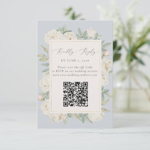 Weiße Blume, hellblau RSVP Karte