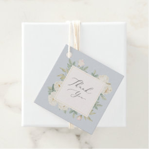 Weiße Blume, hellblaue Hochzeit Geschenkanhänger