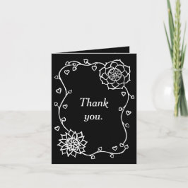Weiße Blume Herz Schwarz Danke, Karten