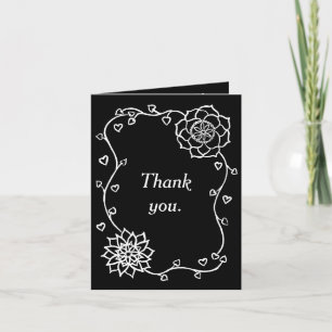 Weiße Blume Herz Schwarz Danke, Karten