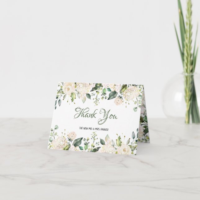 Weiße Blume Hochzeit Dankeschön-Karte Dankeskarte (Vorderseite)