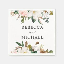 Weiße Blume Hochzeitsempfang oder Party Serviette