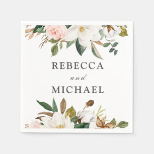 Weiße Blume Hochzeitsempfang oder Party Serviette