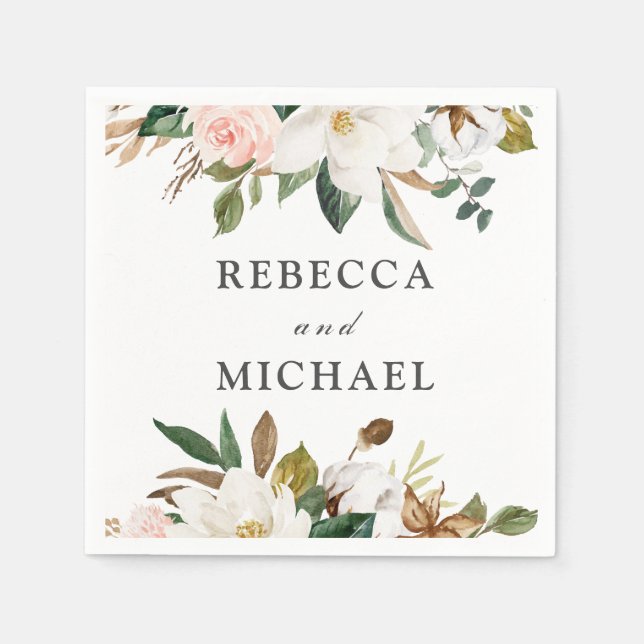 Weiße Blume Hochzeitsempfang oder Party Serviette (Vorderseite)