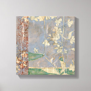 Weiße Blume im Zeitungspapier-Hintergrund Leinwanddruck