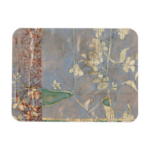 Weiße Blume im Zeitungspapier-Hintergrund Magnet