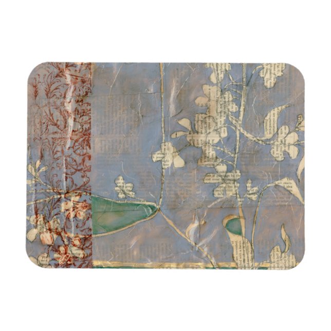 Weiße Blume im Zeitungspapier-Hintergrund Magnet (Horizontal)