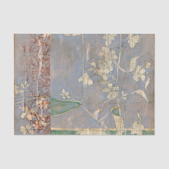 Weiße Blume im Zeitungspapier-Hintergrund Seidenpapier (Vorderseite)