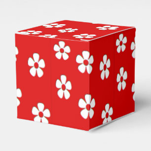 Weiße Blume in Rot Geschenkschachtel