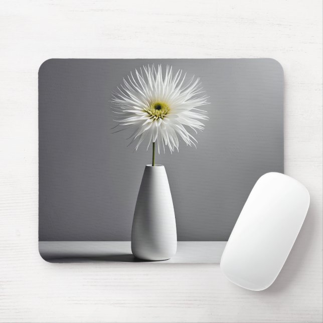 Weiße Blume in Vase-Einfachheit Mousepad (Mit Mouse)