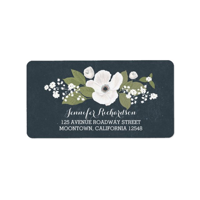 weiße Blume Jahrgang Hochzeitsadressen Etiketten Adressaufkleber (Vorne)