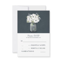 Weiße Blume Jar rustikale Hochzeitskarten RSVP