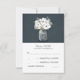 Weiße Blume Jar rustikale Hochzeitskarten RSVP Karte