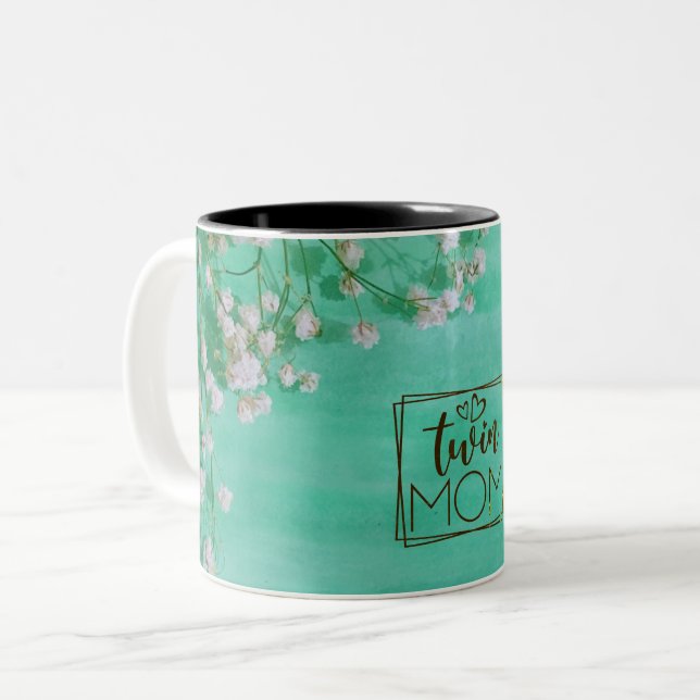 Weiße Blume Mama Zweifarbige Tasse (Vorderseite Links)